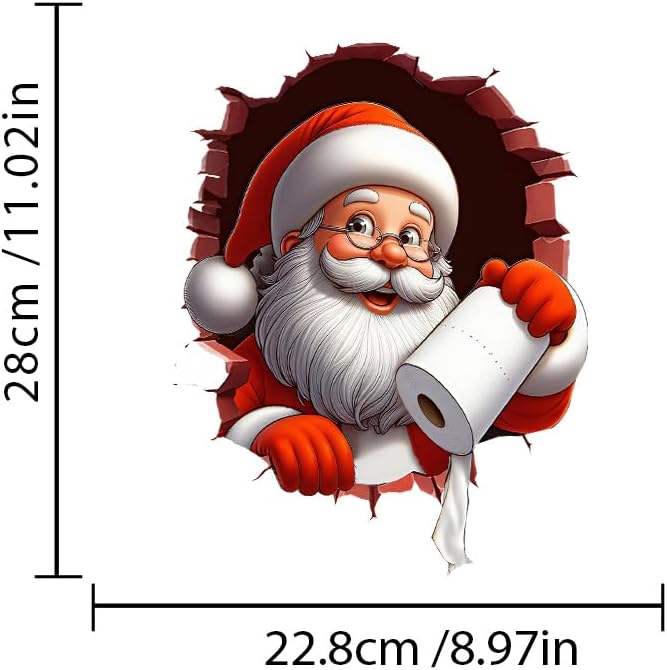 Iprokiu Christmas Toilet Sticker Santa Claus Reindeer Elf Toilet Seat Cover Decal Waterproof Christmas Crack Toilet Seat Lid Decal Snowman Elk Washroom Decoration (Santa Claus) - Image 4